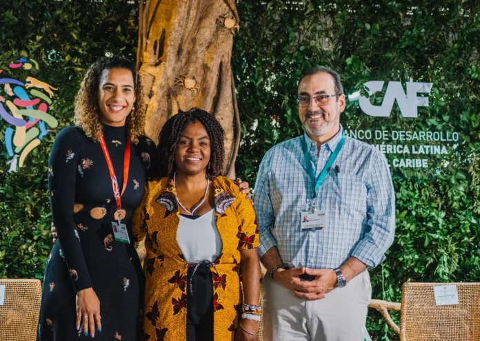 Con la presencia de la vicepresidenta de Colombia, Francia Márquez, y Anielle Franco, ministra de Igualdad Racial de Brasil; el presidente ejecutivo de CAF, Sergio Díaz-Granados, inauguró en la COP16 de Cali el Pabellón de América Latina y el Caribe. Foto: CAF